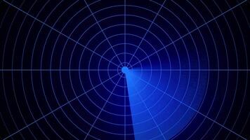 Blue Radar Scanning Screen Animation with Rotating Beam on Dark Background for Tech and Security Interface video