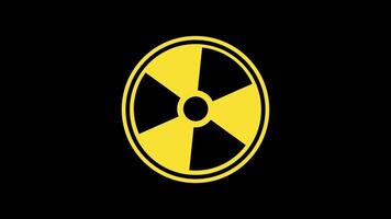 Rotating Radioactive Warning Sign Animation on Black Background video