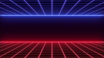 Seamless Loop Retro Futuristic Grid Background Animation in Red and Blue Neon video