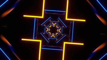 Orange and Blue Neon Abstract Shape Background VJ Loop in 4K video