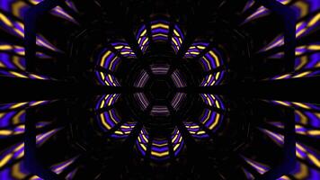 roxa e amarelo hexagonal néon espelhado túnel fundo vj ciclo dentro 4k video