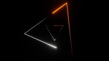Movement Through Orange and White Neon Triangles Background VJ Loop in 4K video