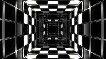 Preto e branco brilhante quadrado telas túnel fundo vj ciclo dentro 4k video
