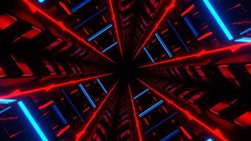 Red and Blue Neon Glow Mirrored Tunnel Background VJ Loop in 4K video