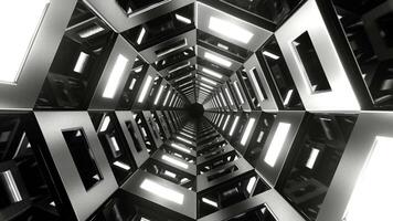 White Mirrored Octagon Tunnel Background VJ Loop in 4K video