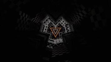 Orange and White Neon Triangles in Tunnel of Squares Background VJ Loop in 4K video
