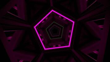 Pink and Green Mirrored Pentagonal Tunnel Background VJ Loop in 4K video