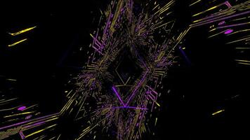 Purple and Yellow Neon Chip Rhomboid Tunnel Background VJ Loop in 4K video