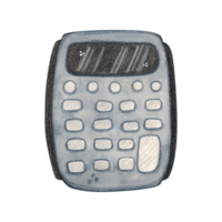 Calculator, adding machine. Watercolor illustration hand drawn, cartoon. Drawing for stickers, posters, postcard blanks, scrapbooking, journaling. School, study, knowledge, calculator, count, numbers png