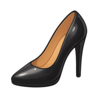 Classic elegant black stiletto high heel shoe icon on transparent background png