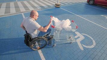 Grocery unloading at parking space for disabled video