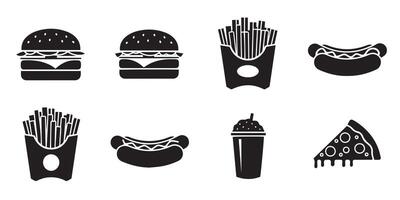 Monochrome graphics collection of fast food favorites for menu and restaurant design vector