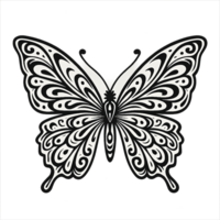 Detailed butterfly with ornamental wings in line-art style on transparent background png