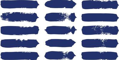 Indigo blue grunge brush strokes collection for artistic design and abstract backgrounds vector