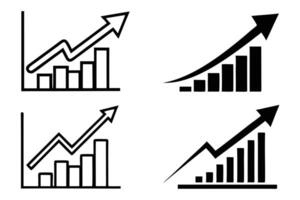 Upward trend bar graph illustration set business growth and success in format vector