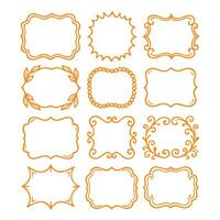 Decorative frame set in orange hand drawn borders perfect for invitations and design vector