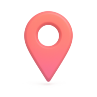 Soft red map location pin icon with circular hole in center png