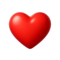 Red 3D heart symbol isolated on transparent background with soft shadows png