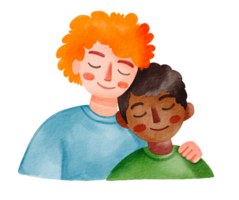 Hugging people watercolor art png