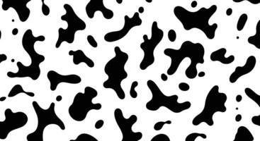 Seamless cow pattern black and white spotted background abstract animal print design repeatable textile surface vector