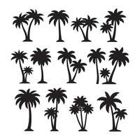 Set of palm tree silhouettes tropical summer vacation background design templates in black color vector