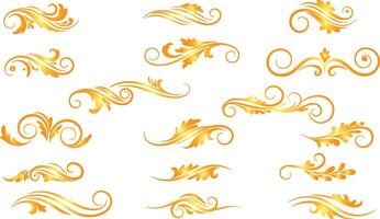 Golden flourish design elements decorative ornaments swirls and dividers for graphic design projects vector