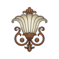 Ornate vintage style flower design with scrolls and decorative elements on a transparent background illustration png