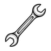 Isolated sketch of a wrench tool on a transparent background for engineering and repair work concept png