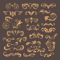 Collection of elegant decorative swirls and floral elements for invitations and designs vector