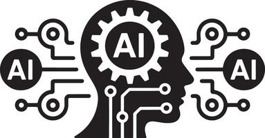 Artificial intelligence concept head with ai connection symbol design isolated on white vector