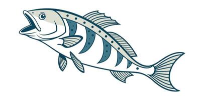 illustration of a striped fish with open mouth in simple style vector