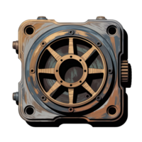 Illustration of a engine component with intricate details on a transparent background png