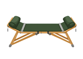 Portable camping cot wooden frame isolated on transparent background png