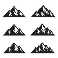 Mountain range silhouette collection minimalist peaks graphic black and white design set vector