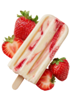 Refreshing Strawberry Swirl Ice Cream Bar with Fresh Berries png