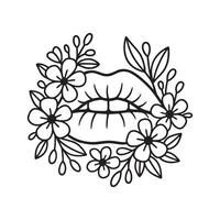 Lips with Floral Pattern vector