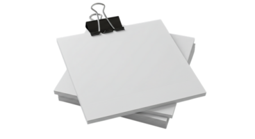 Stack of White Paper with Clip on Transparent Background for Notes png