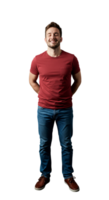 Man Standing Smiling with Eyes Closed Enjoying Peace and Relaxation png