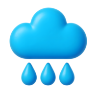 Blue 3d rendered cloud and raindrops representing weather and climate png