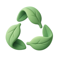 3d rendering of a green leaf recycle symbol representing environmental sustainability png