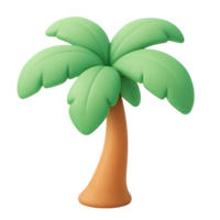Isolated stylized palm tree illustration in 3d rendering for tropical design elements png