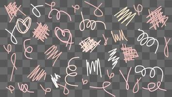 A collection of colorful hand-drawn doodles showcases a variety of abstract designs and playful shapes in soft pastel tones. This unique artwork highlights creativity and spontaneity vector