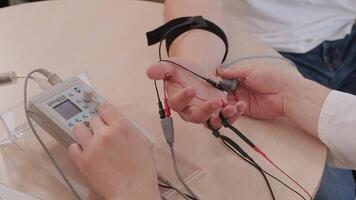Close view of handheld sensor in use video