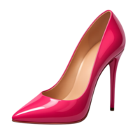 Elegant pink stiletto high heel shoe illustration with glossy finish png