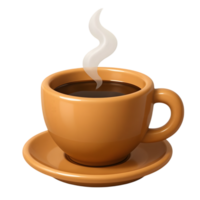A 3d rendered coffee cup with steam rising on a saucer png