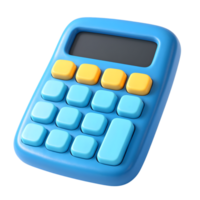 3d render of a blue calculator with yellow buttons png