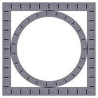 Black chinese border pattern with rectangle and circle frame png