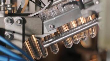 Heated bottle preforms on production rail video