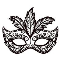 Ornate venetian mask with feathers and intricate design vector