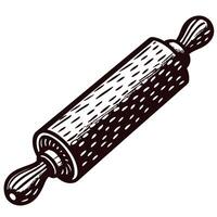 Vintage wooden rolling pin with textured handles vector